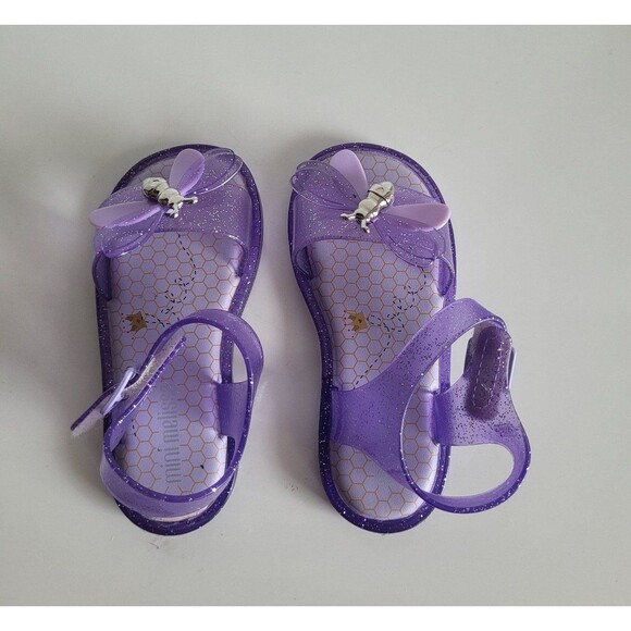 Melissa Mar Girl's Open-toe Butterfly Jelly Glitter Lilac Sandals Size 8 - Picture 6 of 9